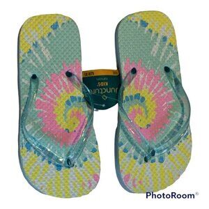 Juncture Kids Flip Flops Thong Sandals Size L 2/3 Outdoor Beach Ty Dye Casual